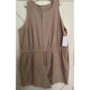 Athleta Womens Farallon Romper 3X Mocha Latte Organic Cotton‎